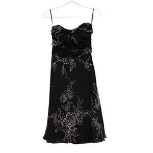 White House Black Market Mini Dress Size 4 Floral Flowy Chiffon Dark Romantic